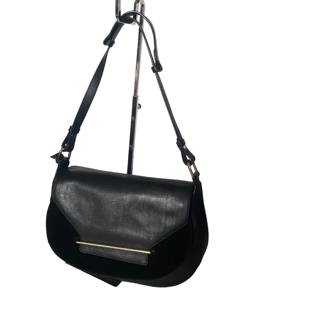 Vince camuto Eda black leather suede shoulder bag (bY)